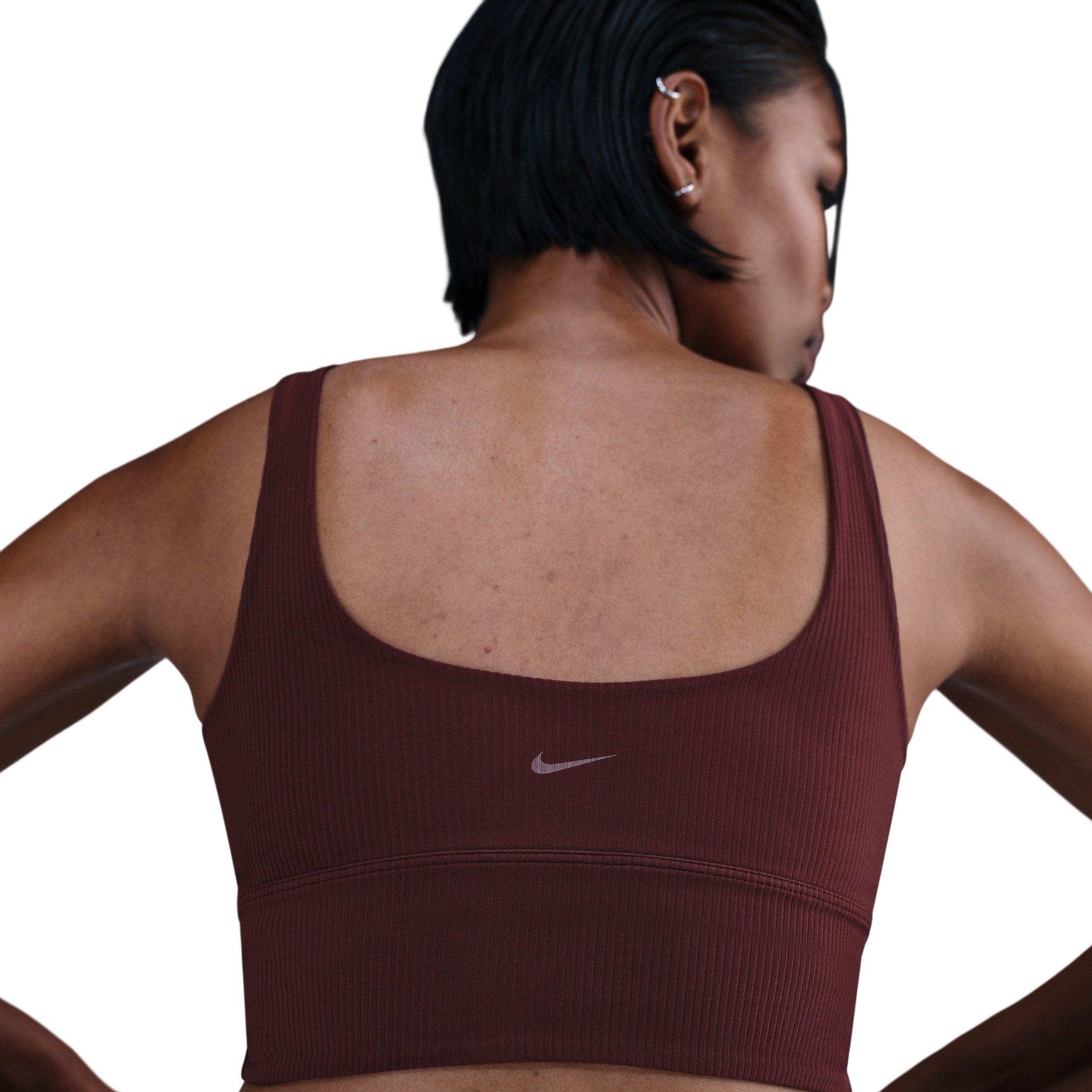 Nike Women's Zenvy Rib Light-Support Padded Longline Sports Bra -Burgundy - BURGUNDY Thumbnail View 2
