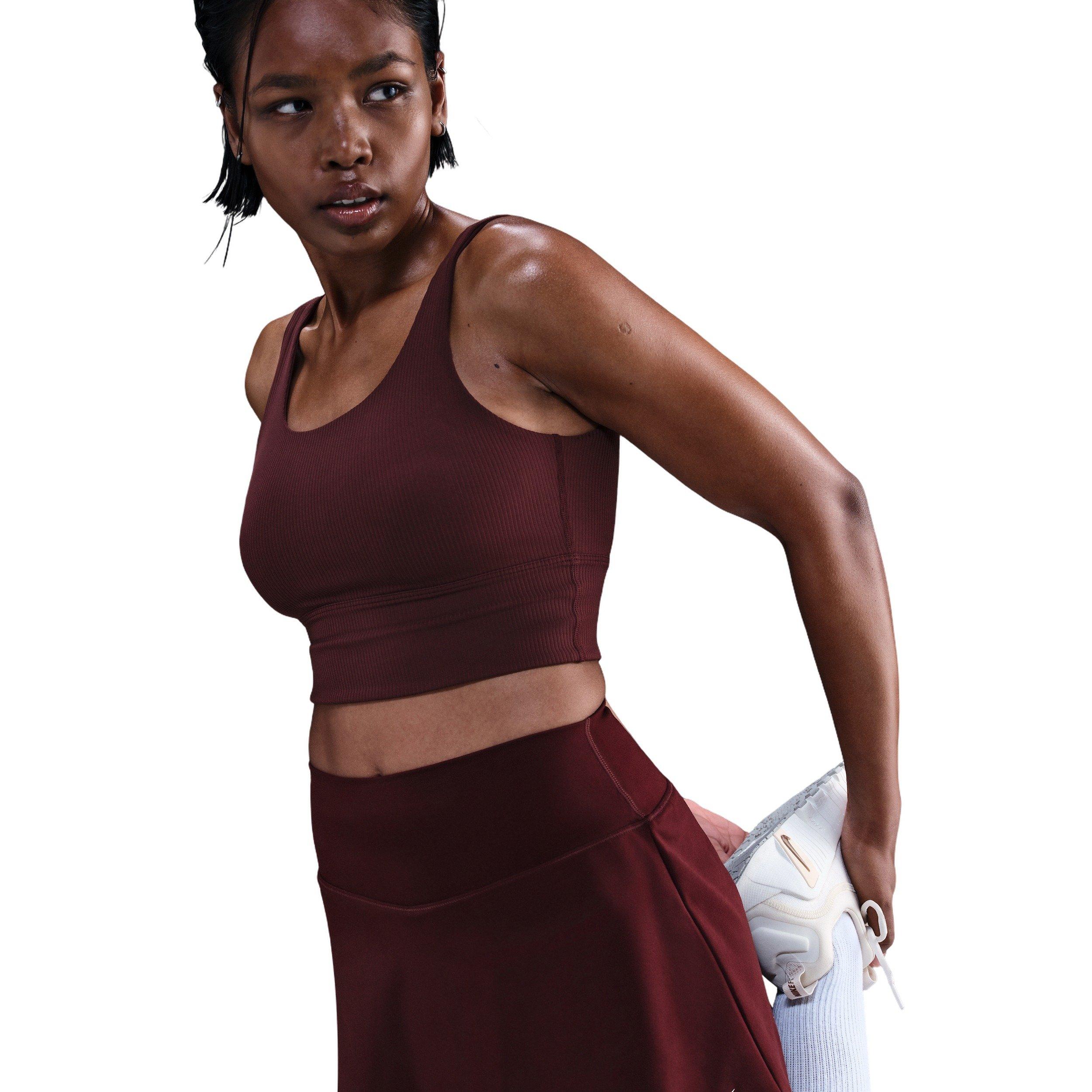 Nike Women's Zenvy Rib Light-Support Padded Longline Sports Bra -Burgundy - BURGUNDY Thumbnail View 3