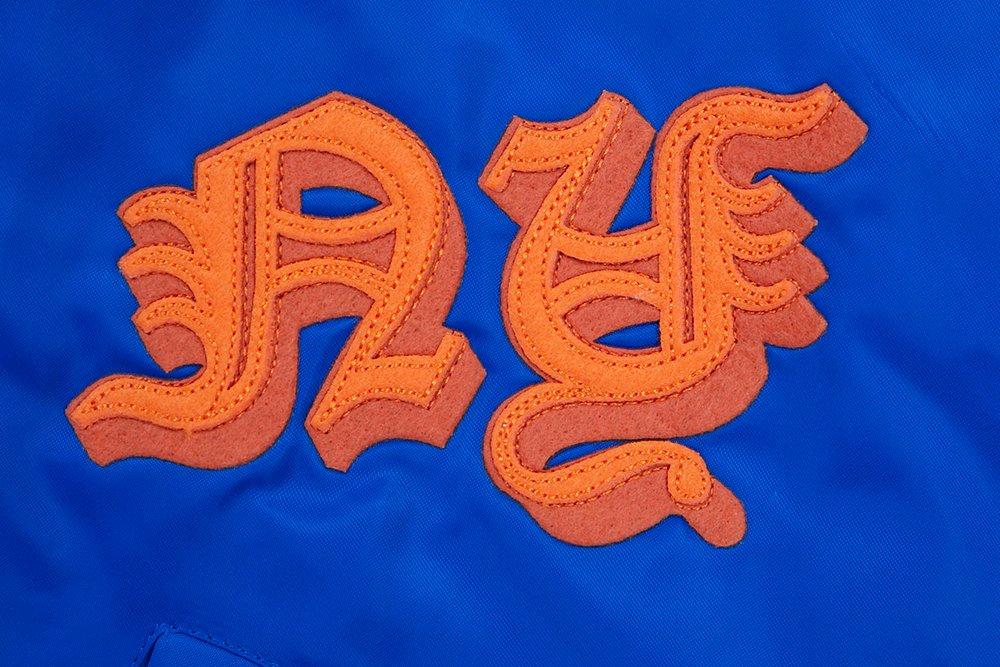 Pro Standard Men's MLB New York Mets Old English Rib Satin Varsity Jacket - Royal/Orange - ROYAL/ORANGE Thumbnail View 6