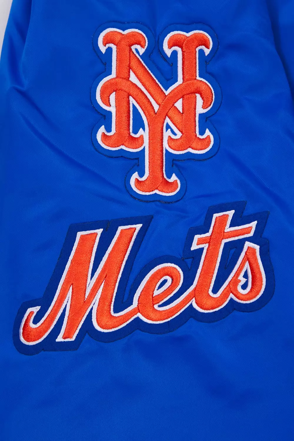 Pro Standard Men's MLB New York Mets Old English Rib Satin Varsity Jacket - Royal/Orange - ROYAL/ORANGE