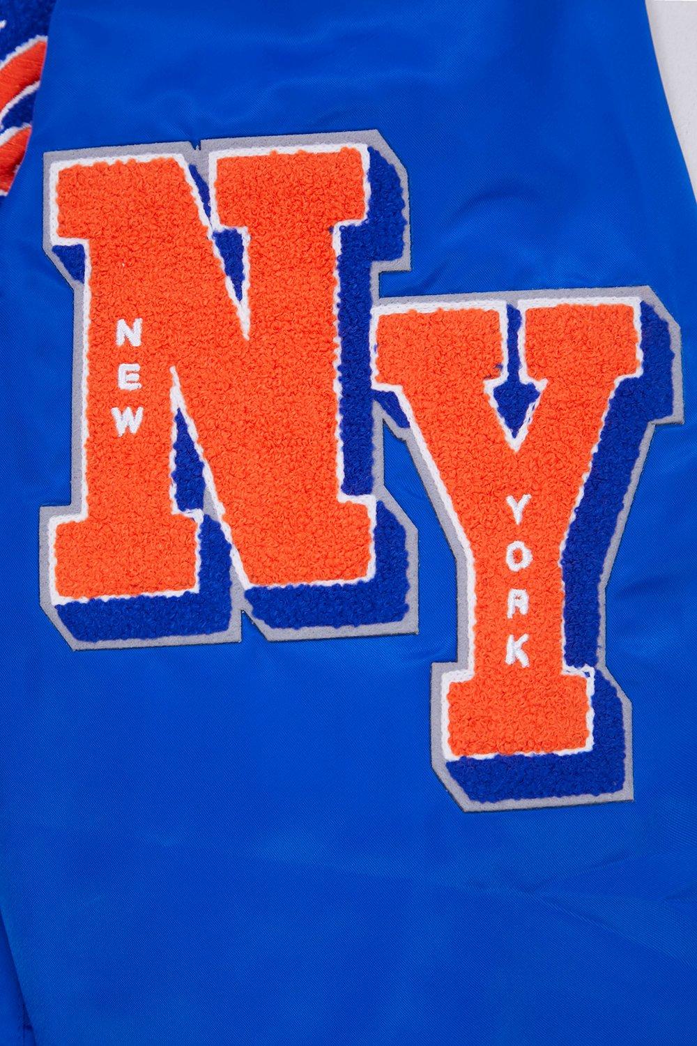 Pro Standard Men's MLB New York Mets Old English Rib Satin Varsity Jacket -Royal/Orange - ROYAL/ORANGE Thumbnail View 9