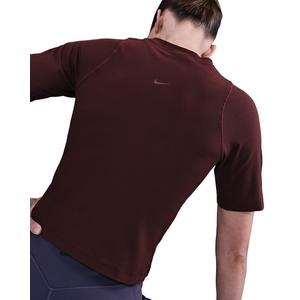 Nike Women's Zenvy Rib Dri-FIT Short-Sleeve Top -Burgundy