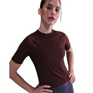 Nike Women's Zenvy Rib Dri-FIT Short-Sleeve Top -Burgundy