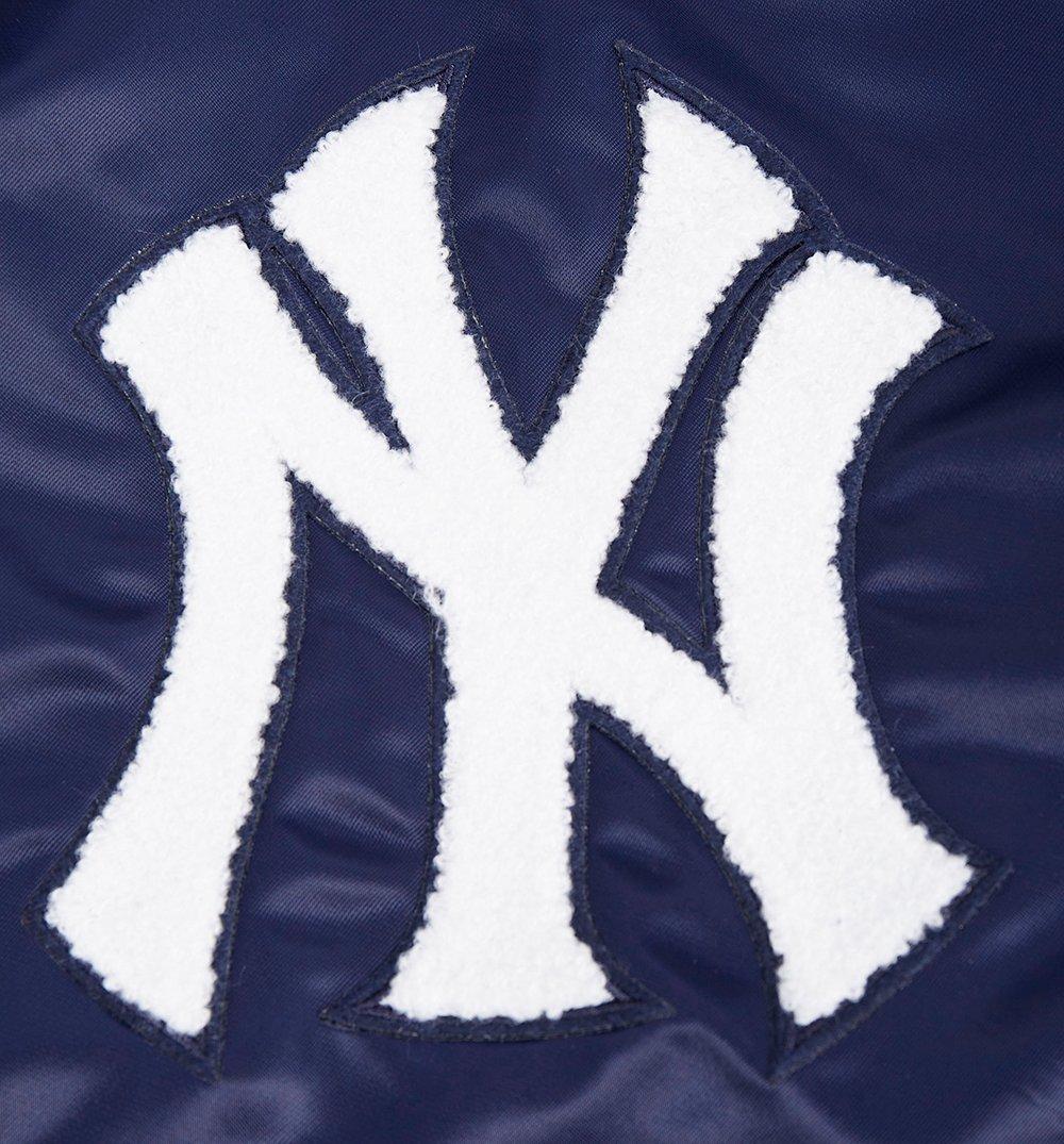 Pro Standard Men's MLB New York Yankees Old English Rib Satin Varsity Jacket - Navy - NAVY Thumbnail View 5
