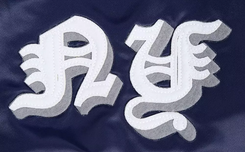 Pro Standard Men's MLB New York Yankees Old English Rib Satin Varsity Jacket - Navy - NAVY