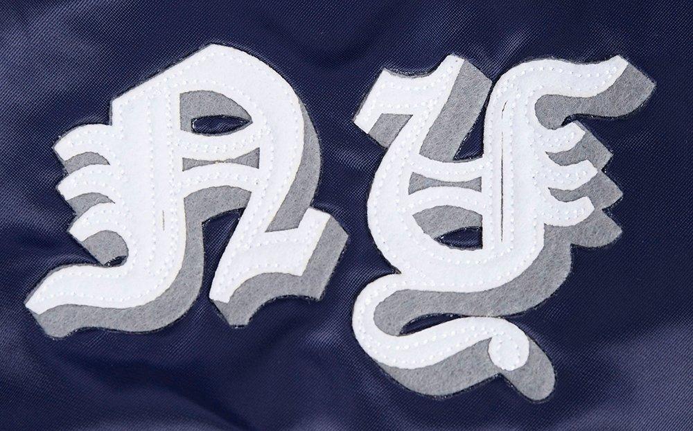 Pro Standard Men's MLB New York Yankees Old English Rib Satin Varsity Jacket -Navy - NAVY Thumbnail View 7