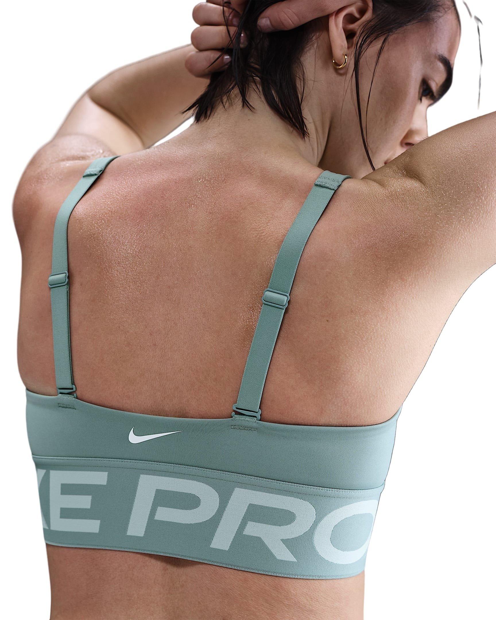 Nike Women's Pro Indy Plunge Medium-Support Padded Sports Bra - Light Green - LIGHT GREEN Thumbnail View 2