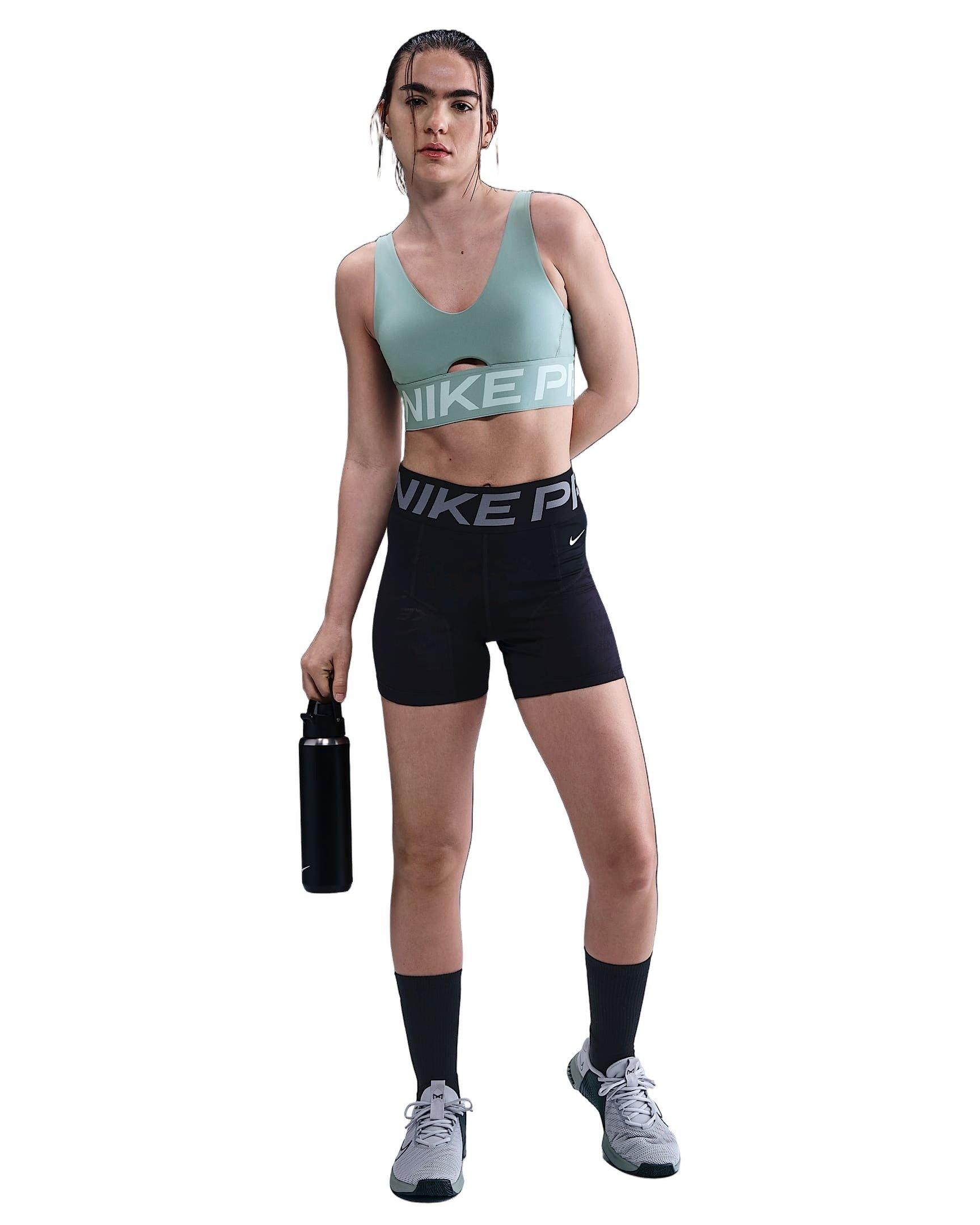 Nike Women's Pro Indy Plunge Medium-Support Padded Sports Bra -Green - GREEN Thumbnail View 5