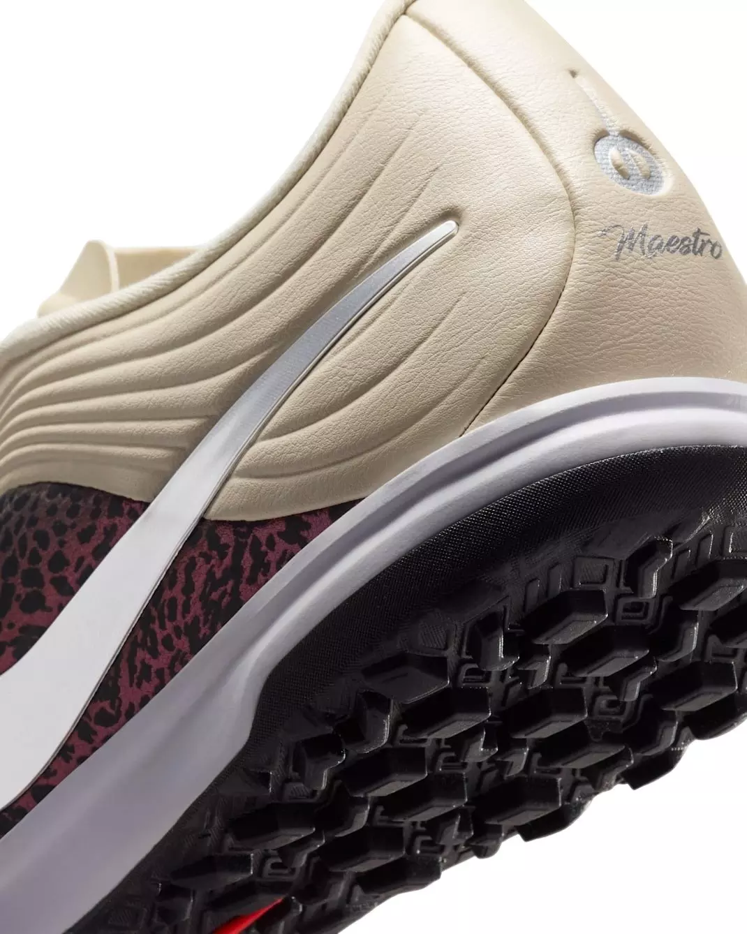 Nike United Tiempo Maestro Academy Turf "Fossil/Burgundy Crush/Metallic Silver" Men's Soccer Shoe - FOSSIL/BURGUNDY/SILVER