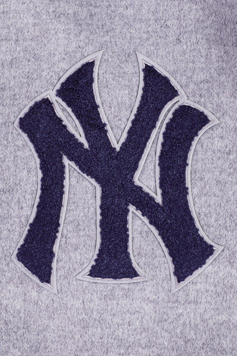 Pro Standard Men's MLB New York Yankees Old English Rib Wool Varsity Jacket - Grey/White - GREY/WHITE Thumbnail View 5
