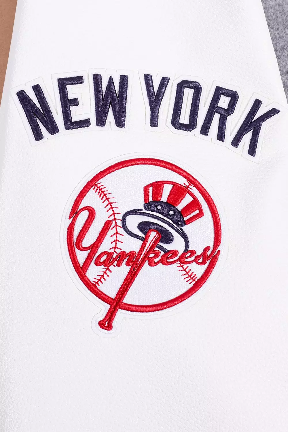 Pro Standard Men's MLB New York Yankees Old English Rib Wool Varsity Jacket - Grey/White - GREY/WHITE