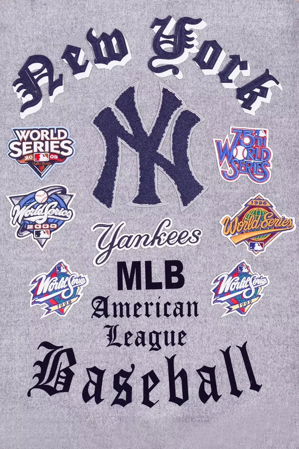 Pro Standard Men's MLB New York Yankees Old English Rib Wool Varsity Jacket - Grey/White - GREY/WHITE