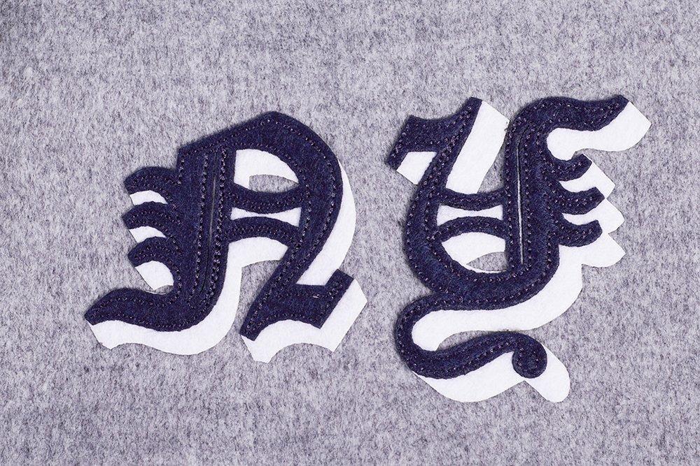 Pro Standard Men's MLB New York Yankees Old English Rib Wool Varsity Jacket -Grey/White - GREY/WHITE Thumbnail View 9