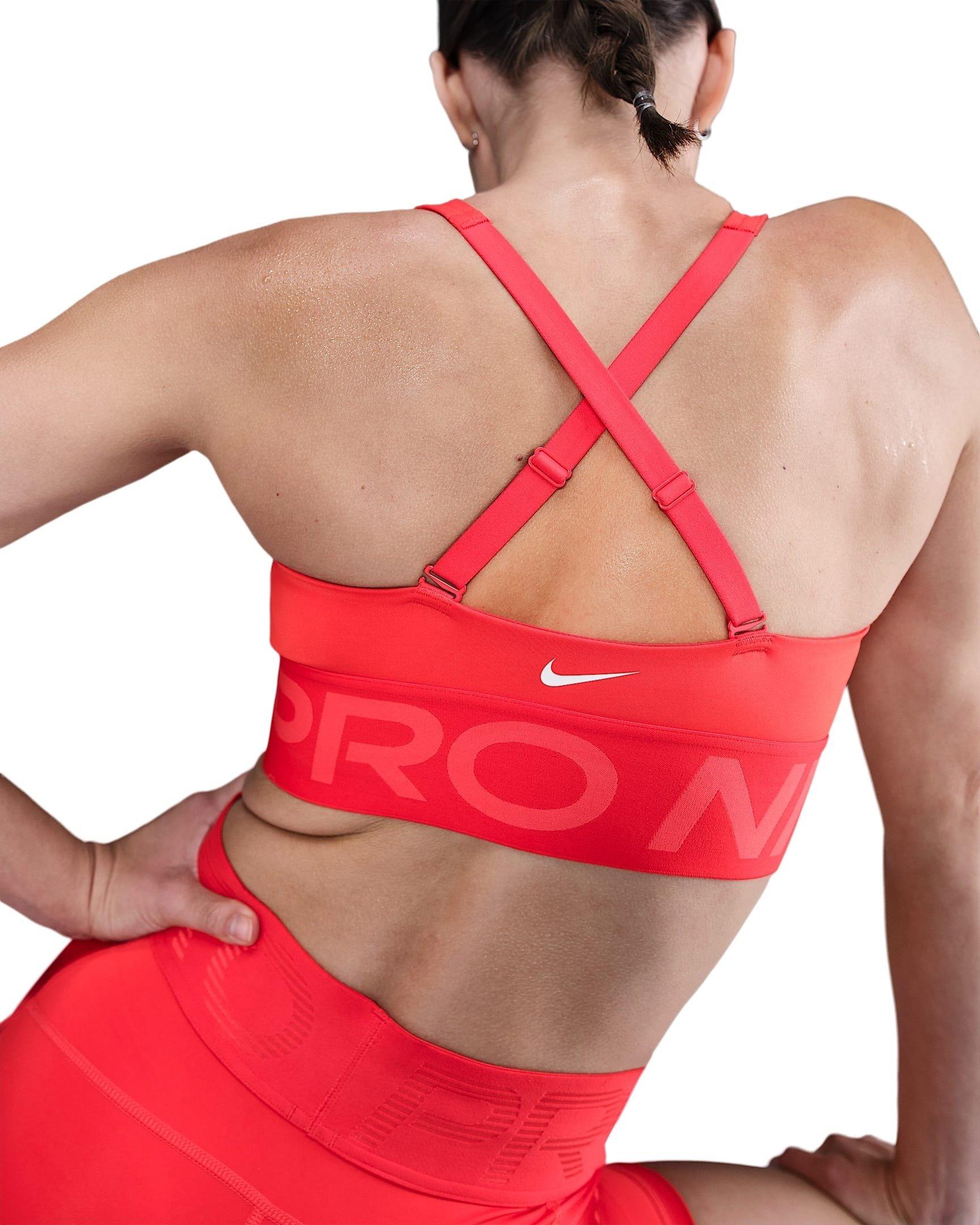 Nike Women's Pro Indy Plunge Medium-Support Padded Sports Bra -Red - RED Thumbnail View 4