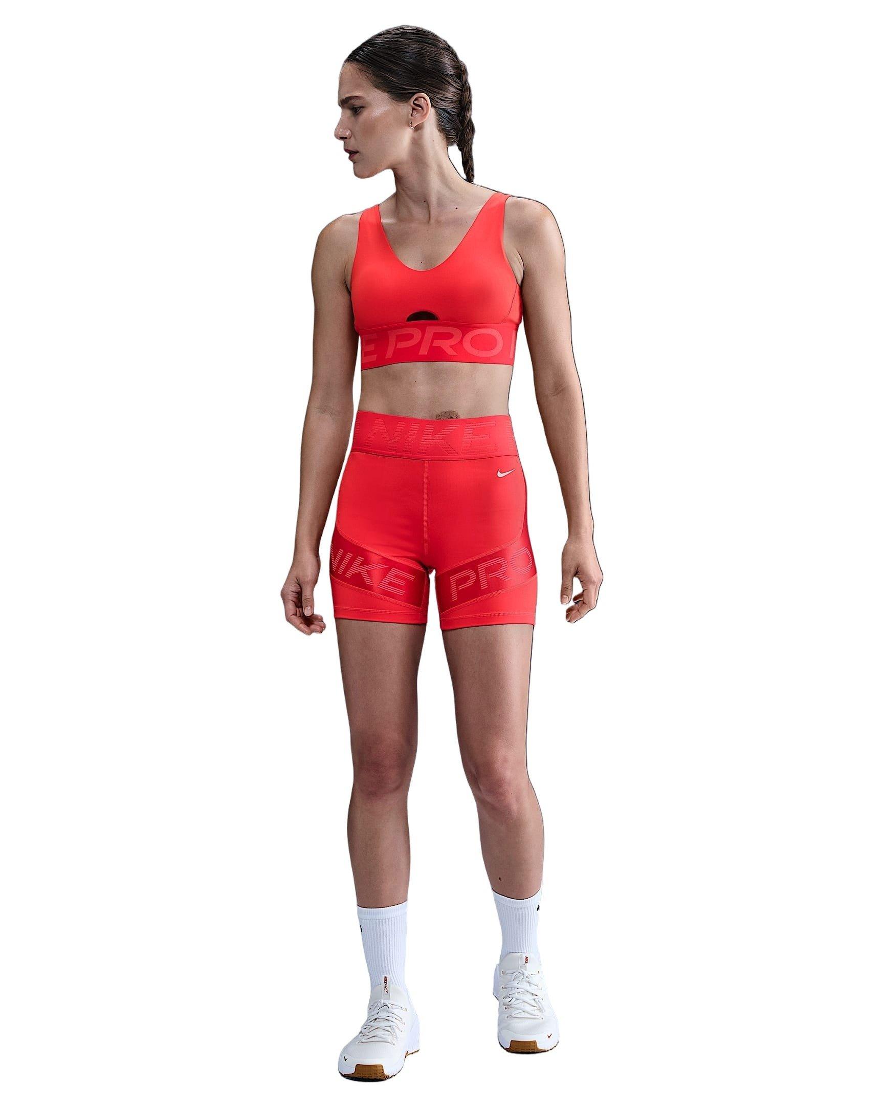 Nike Women's Pro Indy Plunge Medium-Support Padded Sports Bra -Red - RED Thumbnail View 5