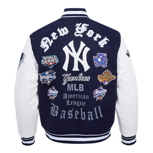 Pro Standard Men's MLB New York Yankees Old English Rib Wool Varsity Jacket -Navy/White
