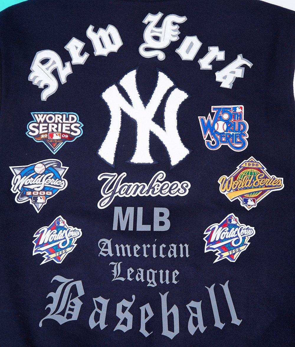 Pro Standard Men's MLB New York Yankees Old English Rib Wool Varsity Jacket - Navy/White - NAVY/WHITE Thumbnail View 8
