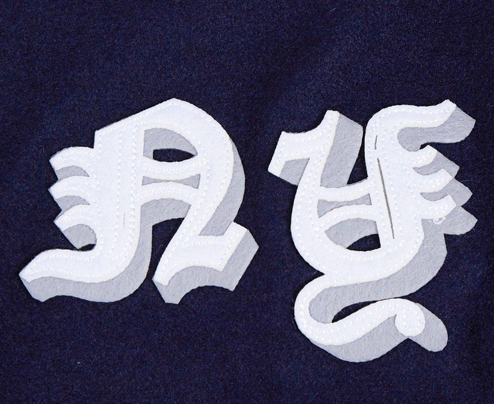 Pro Standard Men's MLB New York Yankees Old English Rib Wool Varsity Jacket - Navy/White - NAVY/WHITE Thumbnail View 9