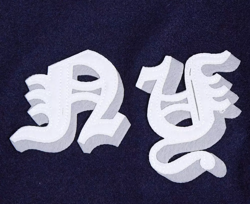 Pro Standard Men's MLB New York Yankees Old English Rib Wool Varsity Jacket -Navy/White - NAVY/WHITE