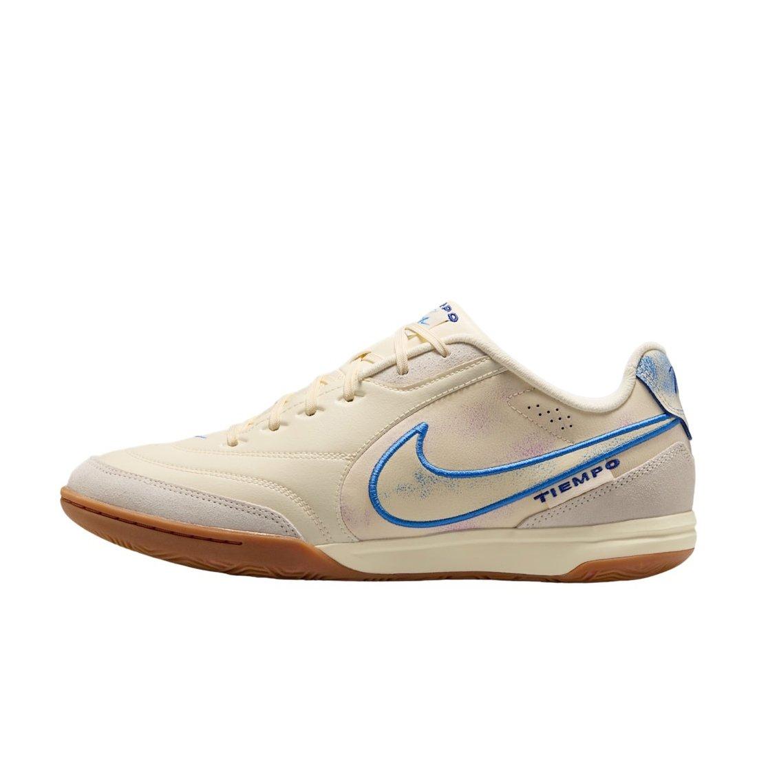 Nike Tiempo Streetgato PRM IC "Coconut Milk/Gum Medium Brown/Blue Crystal" Men's Soccer Shoe - MILK/MD BROWN/BLUE