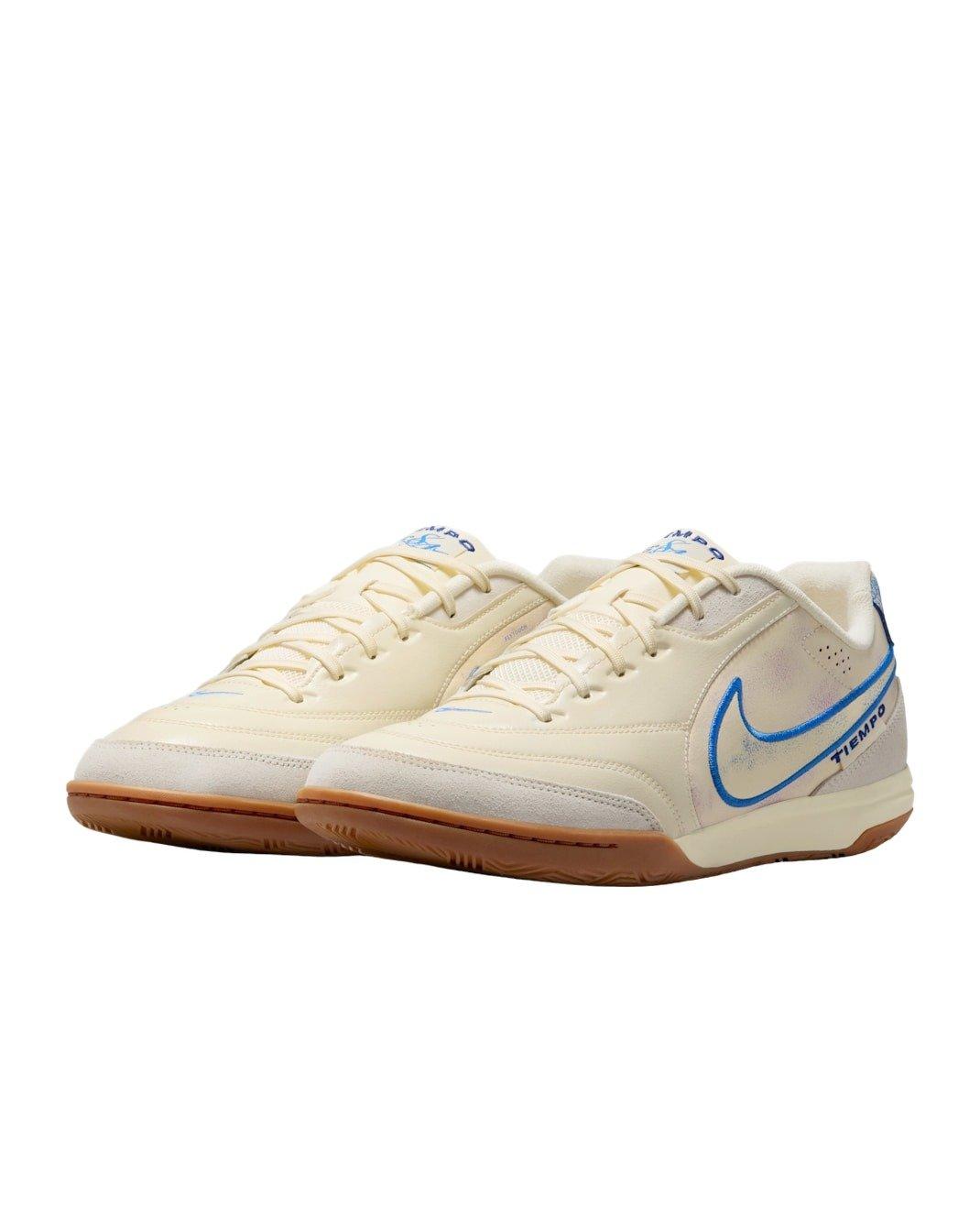 Nike Tiempo Streetgato PRM IC "Coconut Milk/Gum Medium Brown/Blue Crystal" Men's Soccer Shoe - MILK/MD BROWN/BLUE