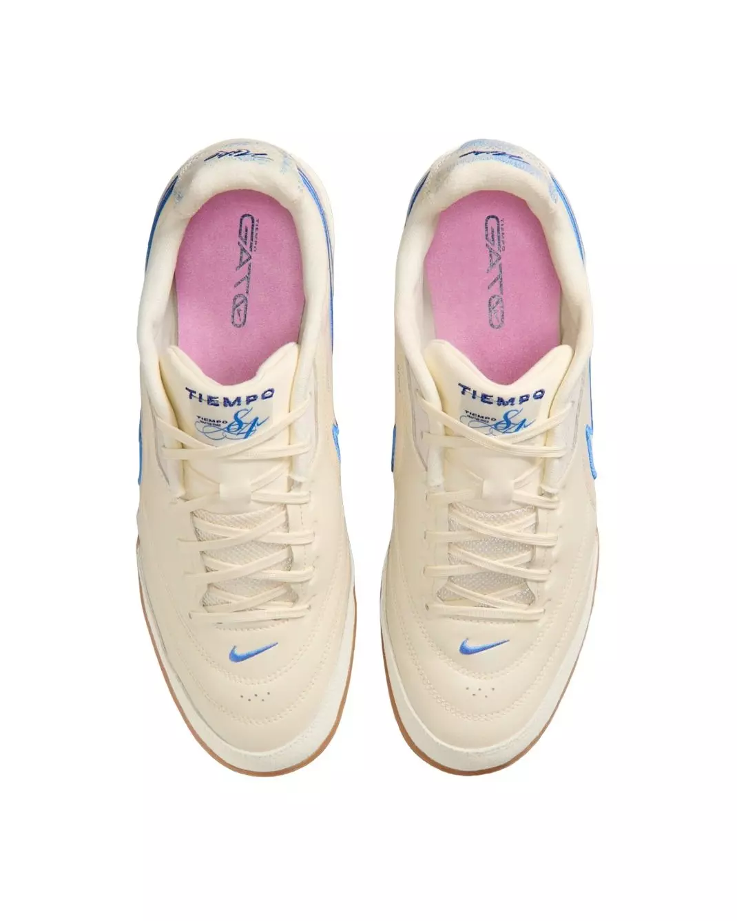 Nike Tiempo Streetgato PRM IC "Coconut Milk/Gum Medium Brown/Blue Crystal" Men's Soccer Shoe - MILK/MD BROWN/BLUE
