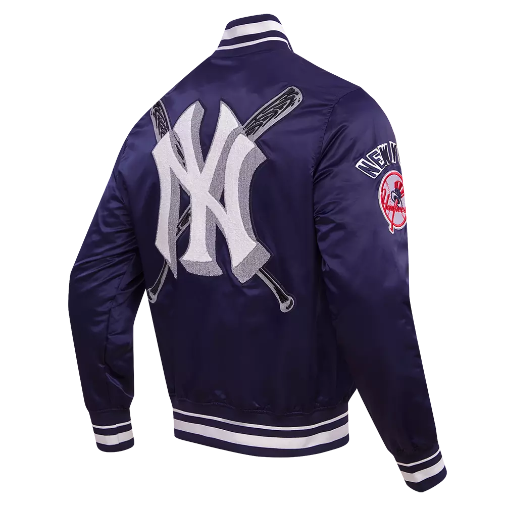Pro Standard Men's MLB New York Yankees Mashup Rib Satin Jacket - Navy - NAVY