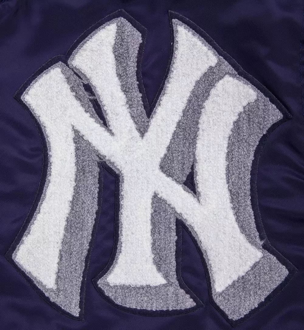 Pro Standard Men's MLB New York Yankees Mashup Rib Satin Jacket - Navy - NAVY