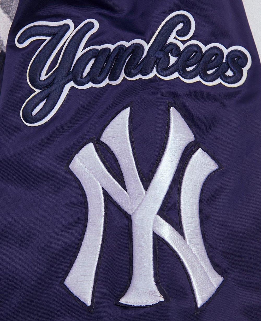 Pro Standard Men's MLB New York Yankees Mashup Rib Satin Jacket -Navy - NAVY Thumbnail View 6