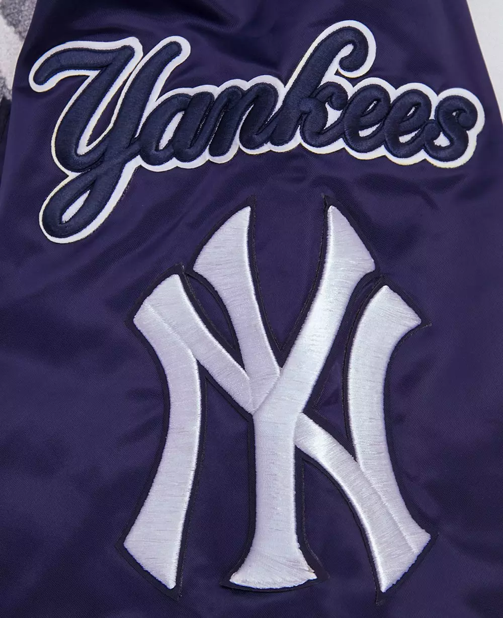 Pro Standard Men's MLB New York Yankees Mashup Rib Satin Jacket -Navy - NAVY