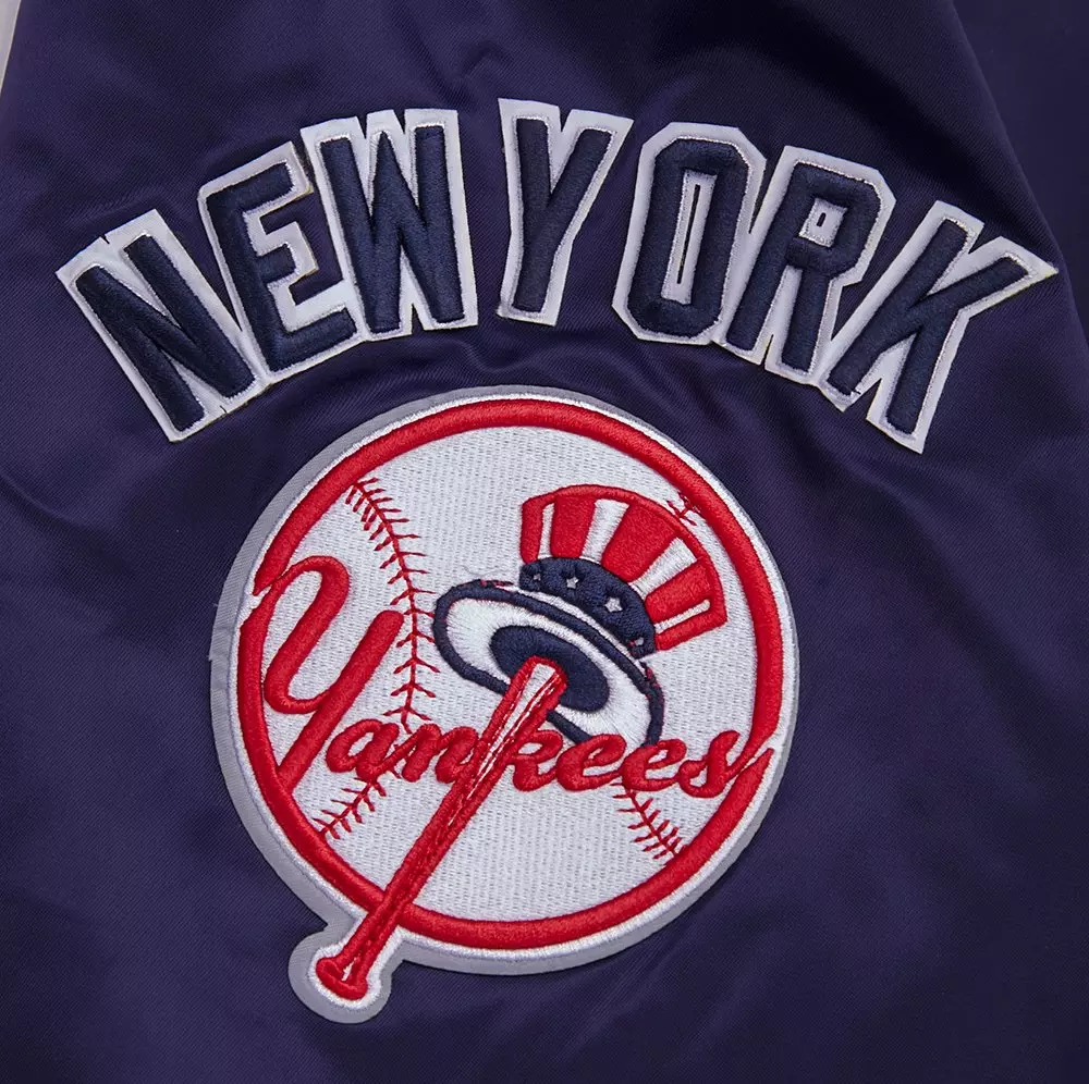 Pro Standard Men's MLB New York Yankees Mashup Rib Satin Jacket -Navy - NAVY