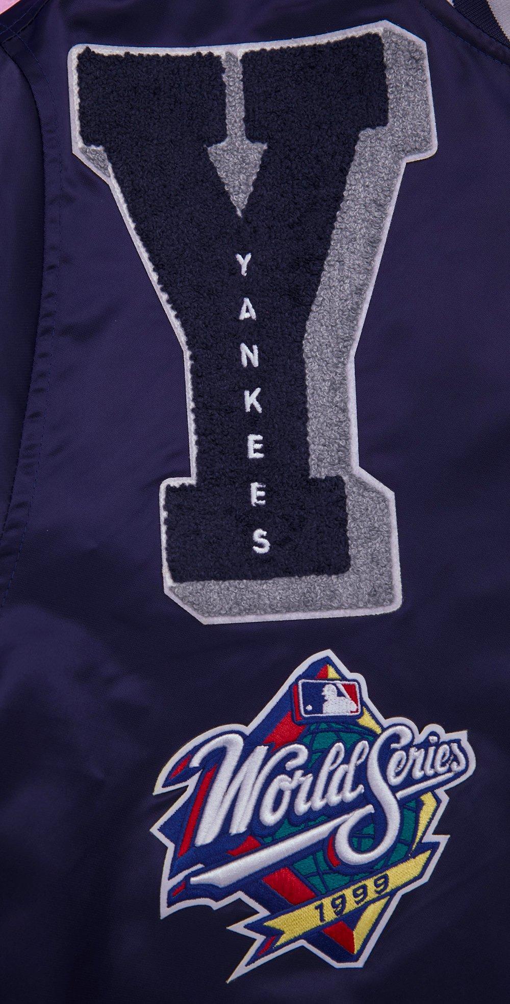 Pro Standard Men's MLB New York Yankees Mashup Rib Satin Jacket -Navy - NAVY Thumbnail View 8