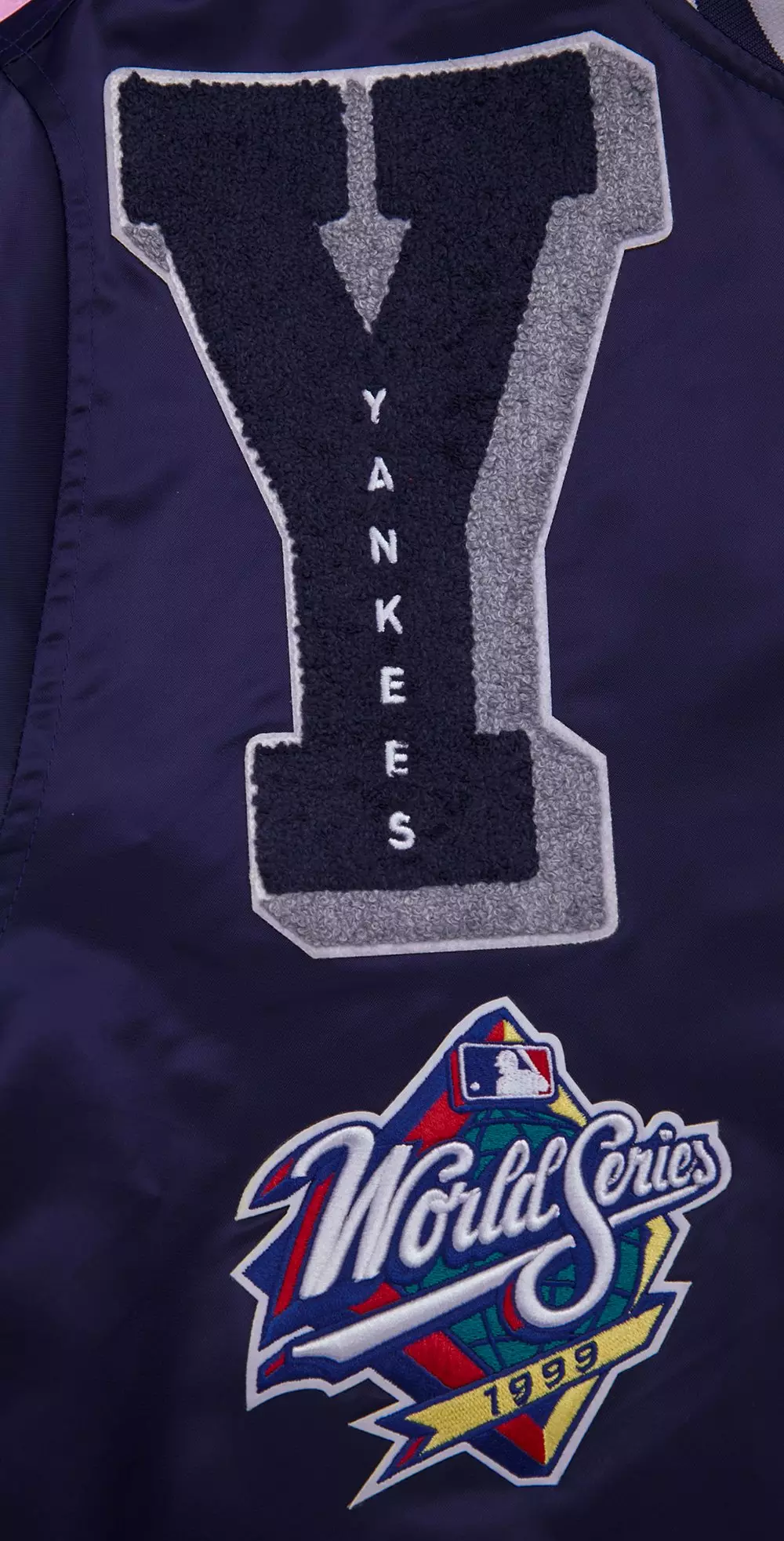 Pro Standard Men's MLB New York Yankees Mashup Rib Satin Jacket -Navy - NAVY
