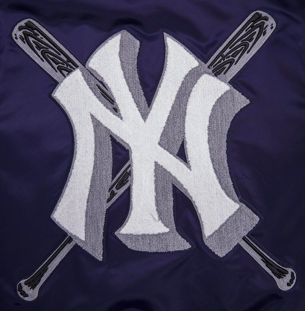 Pro Standard Men's MLB New York Yankees Mashup Rib Satin Jacket - Navy - NAVY Thumbnail View 9