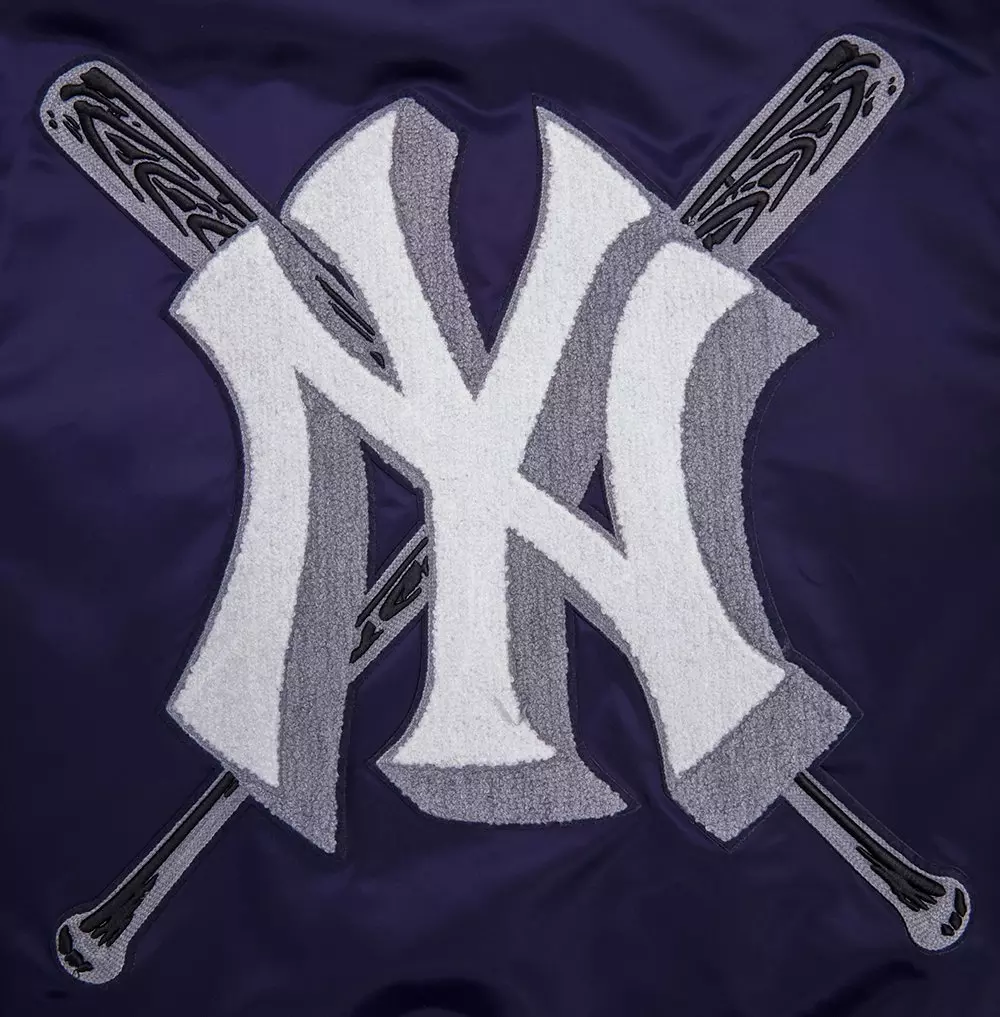 Pro Standard Men's MLB New York Yankees Mashup Rib Satin Jacket - Navy - NAVY