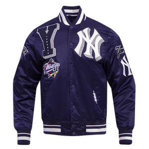 Pro Standard Men's MLB New York Yankees Mashup Rib Satin Jacket -Navy