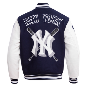 Pro Standard Men's MLB New York Yankees Mashup Rib Wool Varsity Jacket -Navy/White