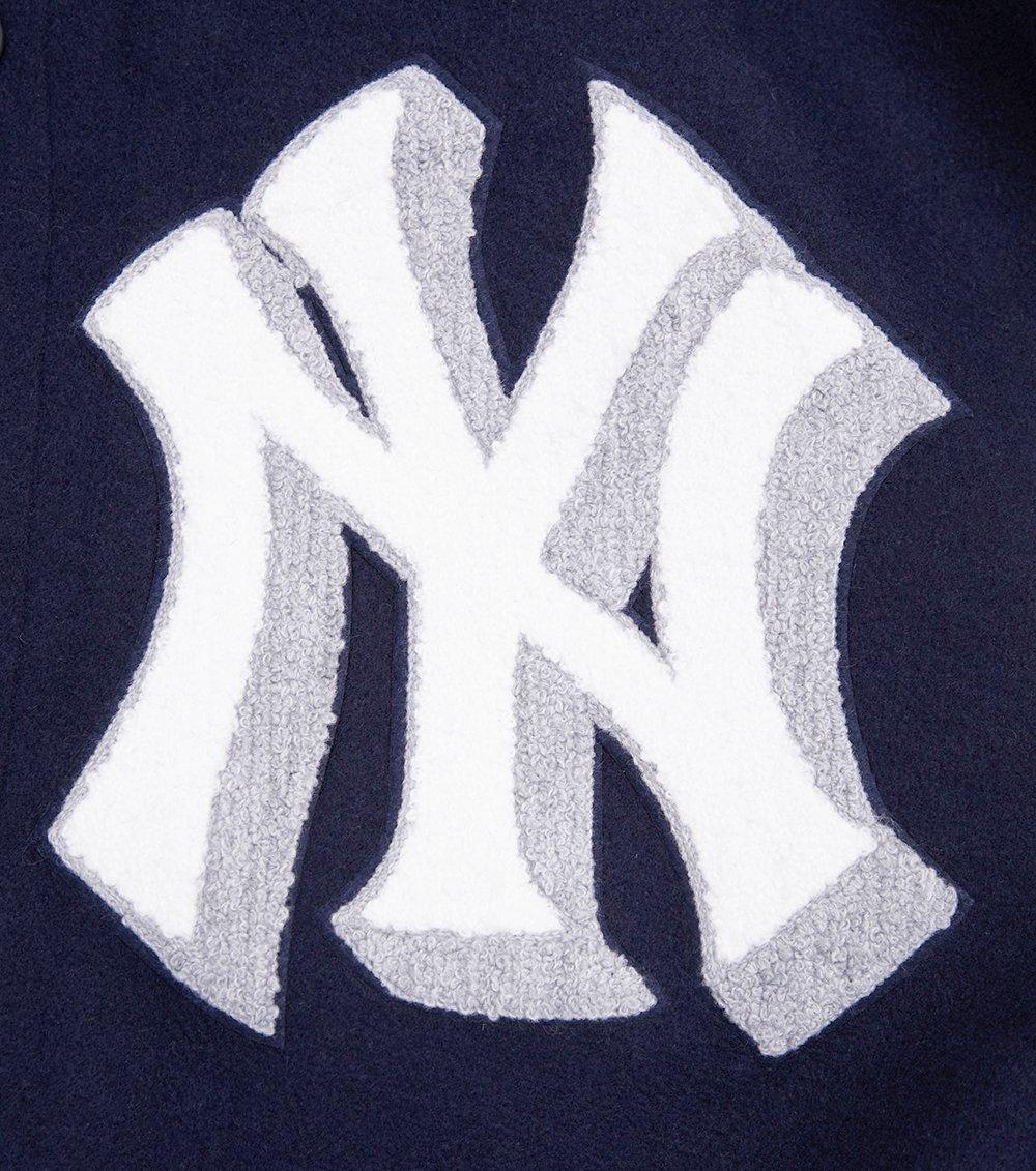 Pro Standard Men's MLB New York Yankees Mashup Rib Wool Varsity Jacket - Navy/White - NAVY/WHITE Thumbnail View 5
