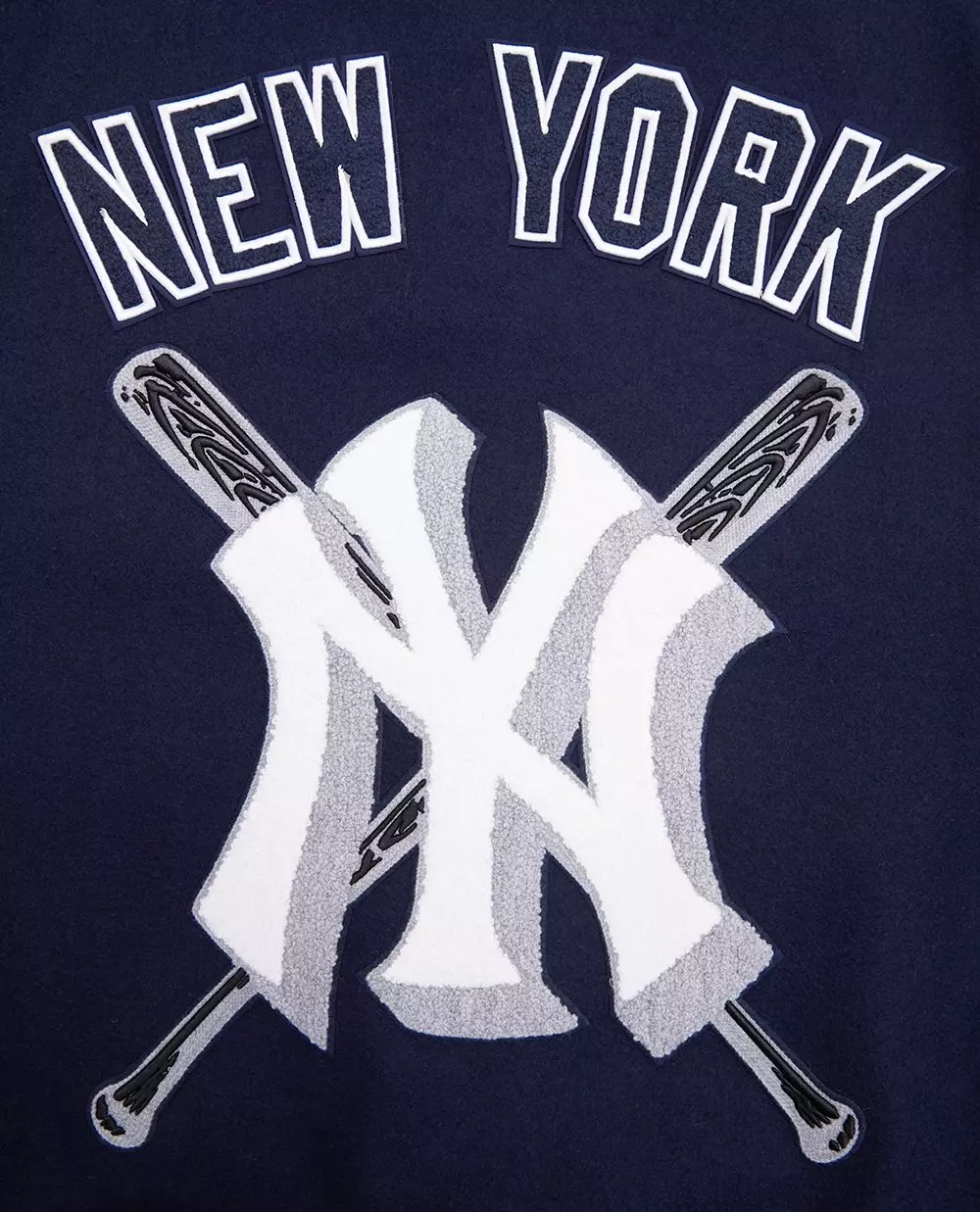 Pro Standard Men's MLB New York Yankees Mashup Rib Wool Varsity Jacket -Navy/White - NAVY/WHITE