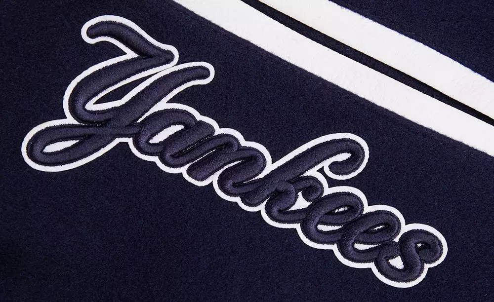 Pro Standard Men's MLB New York Yankees Mashup Rib Wool Varsity Jacket - Navy/White - NAVY/WHITE
