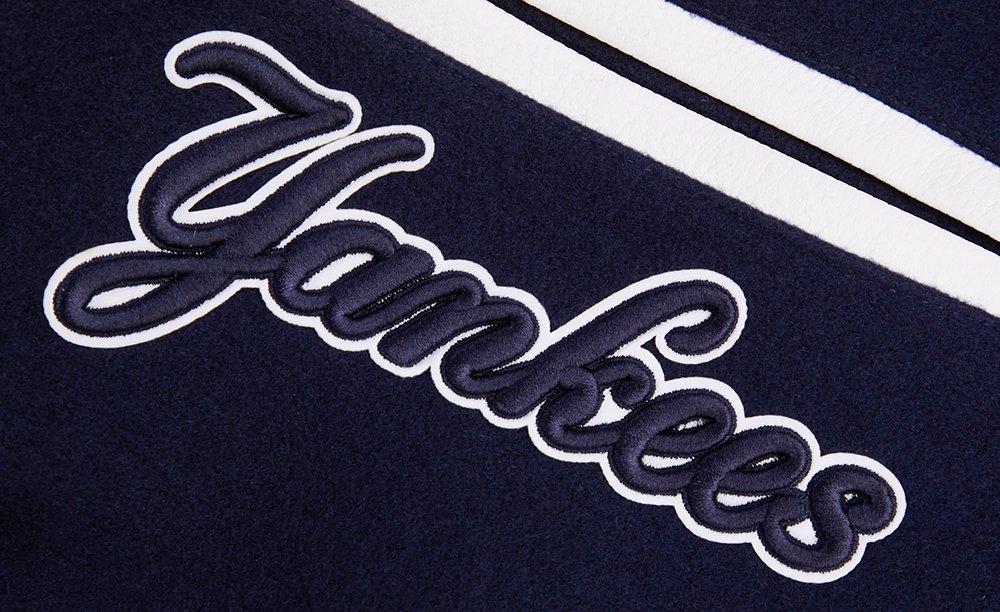 Pro Standard Men's MLB New York Yankees Mashup Rib Wool Varsity Jacket -Navy/White - NAVY/WHITE Thumbnail View 7