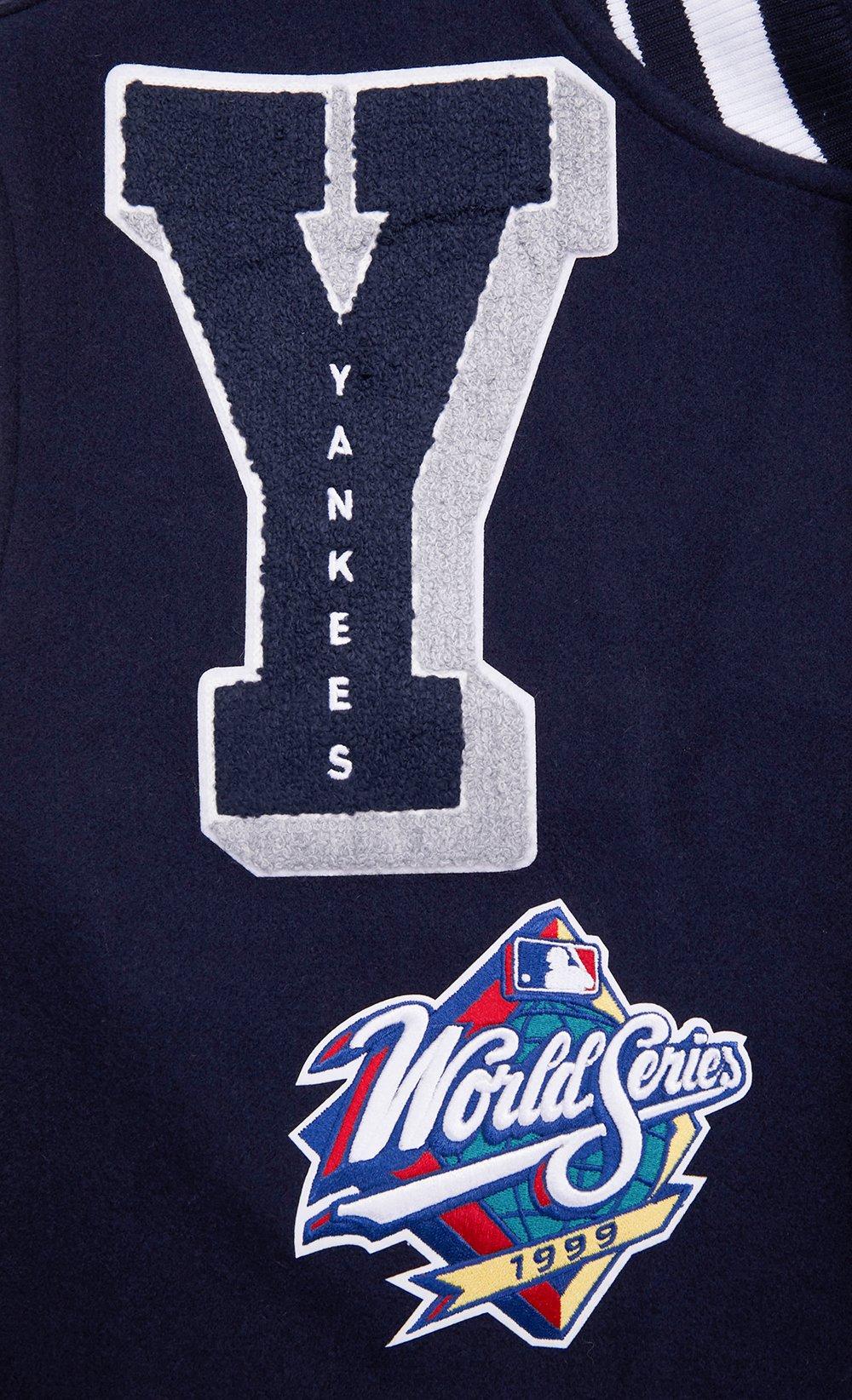 Pro Standard Men's MLB New York Yankees Mashup Rib Wool Varsity Jacket -Navy/White - NAVY/WHITE Thumbnail View 8