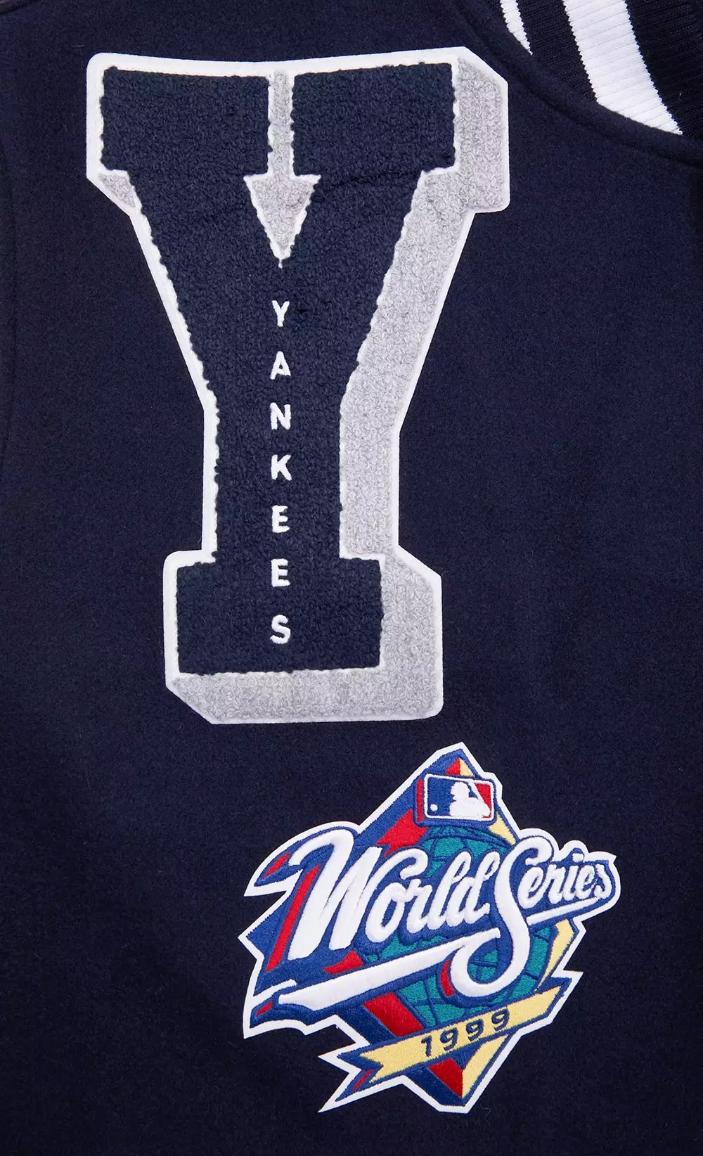 Pro Standard Men's MLB New York Yankees Mashup Rib Wool Varsity Jacket -Navy/White - NAVY/WHITE