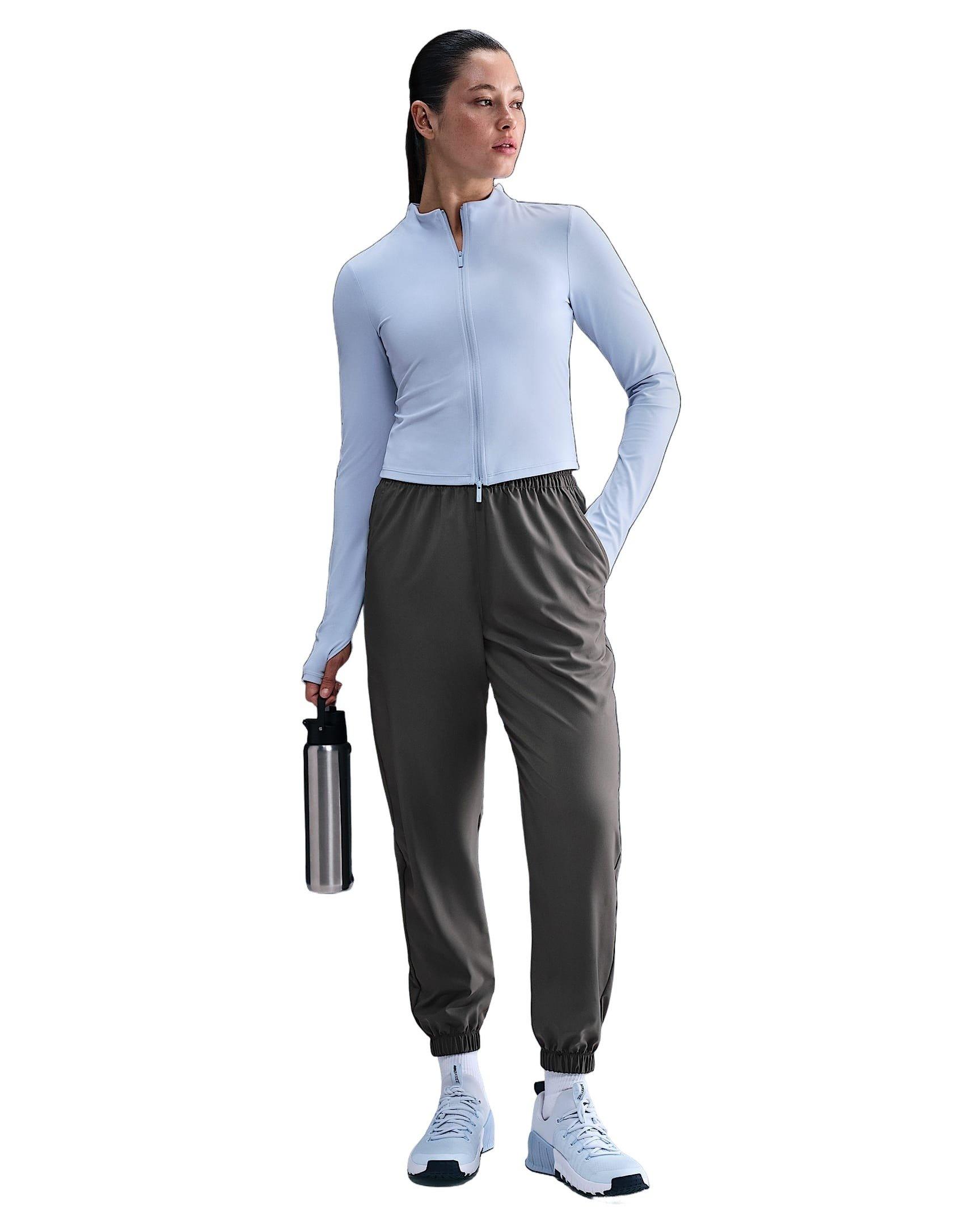 Nike Women's One Dri-FIT High-Waisted 7/8 Joggers -Grey - GREY Thumbnail View 4