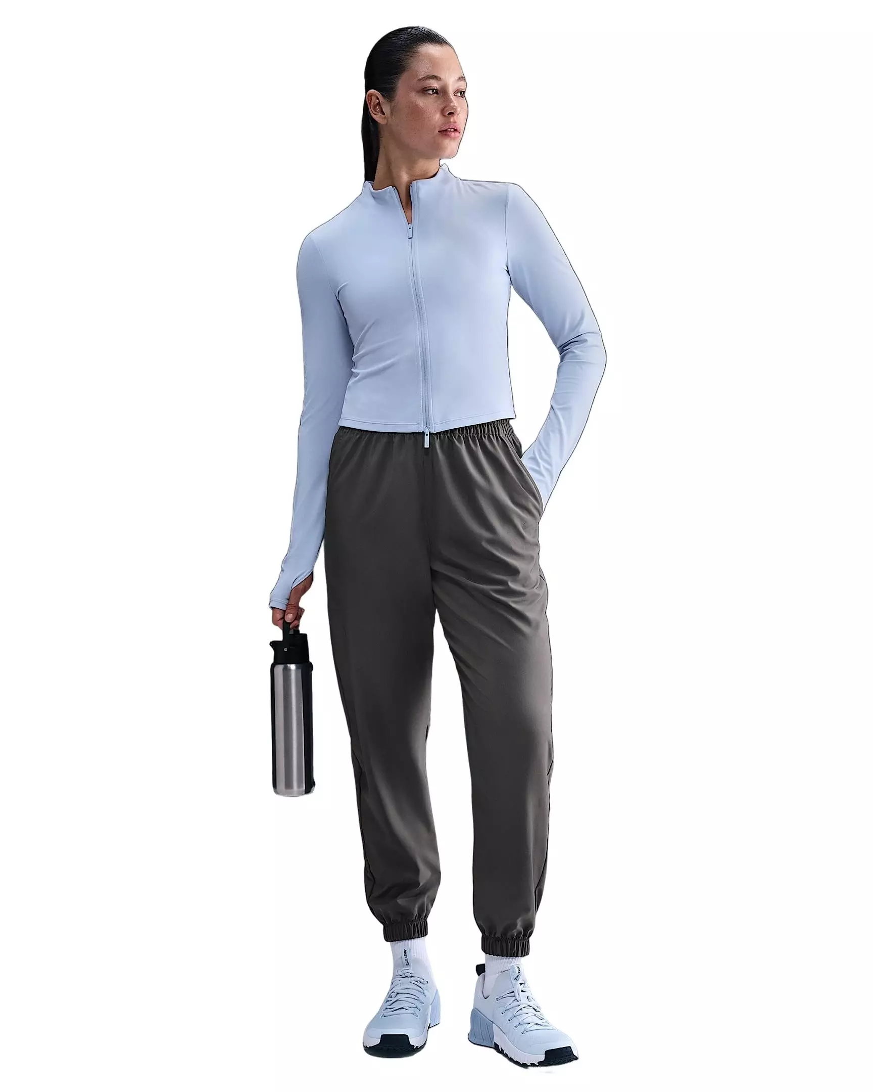 Nike Women's One Dri-FIT High-Waisted 7/8 Joggers -Grey - GREY