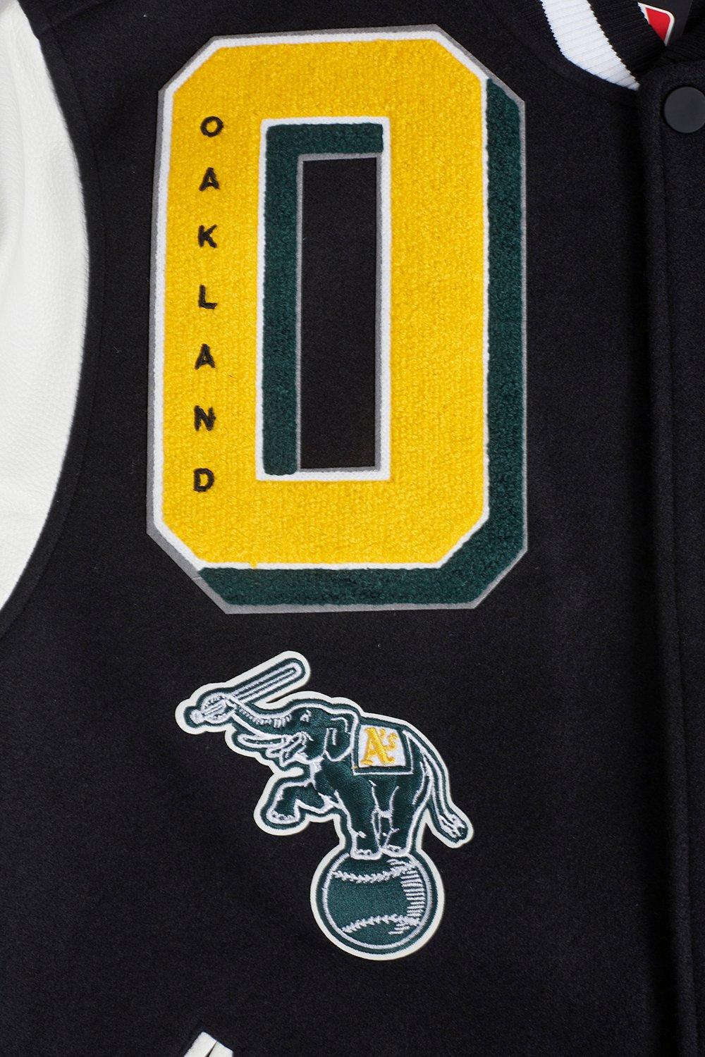 Pro Standard Men's MLB Oakland Athletics Mashup Rib Wool Varsity Jacket -Black/White - BLACK/WHITE Thumbnail View 5