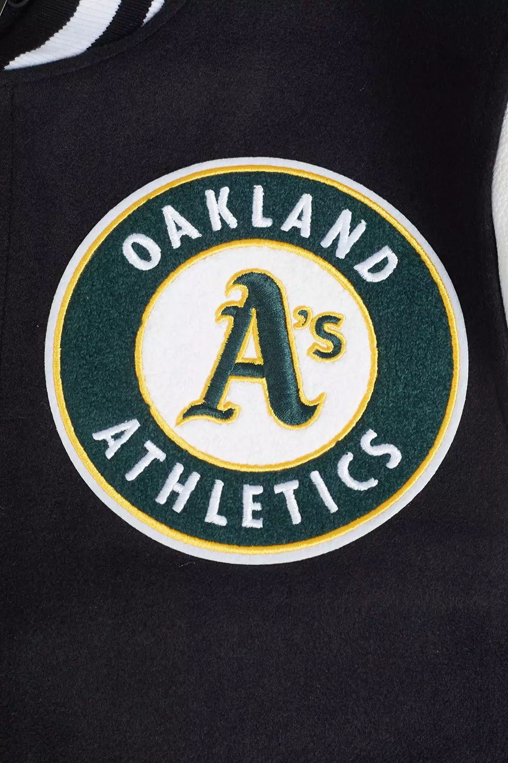 Pro Standard Men's MLB Oakland Athletics Mashup Rib Wool Varsity Jacket - Black/White - BLACK/WHITE