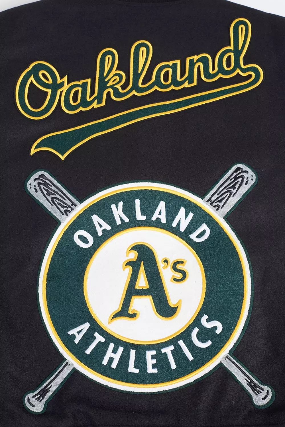 Pro Standard Men's MLB Oakland Athletics Mashup Rib Wool Varsity Jacket - Black/White - BLACK/WHITE