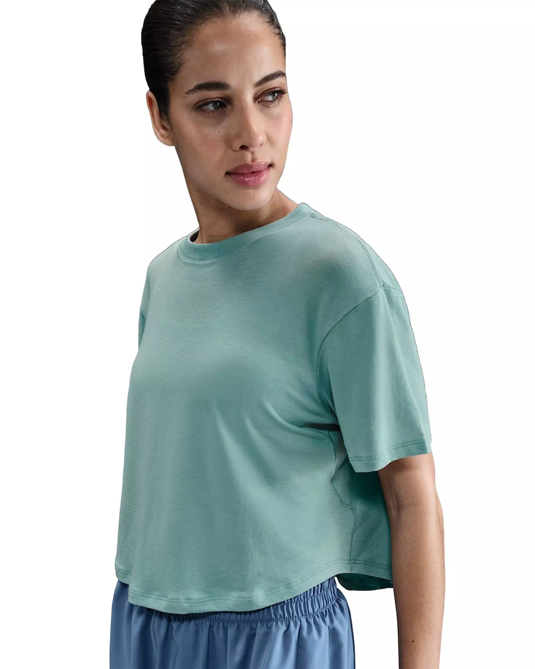 Nike Women's One Relaxed Dri-FIT Cropped Short-Sleeve Top -Green - GREEN