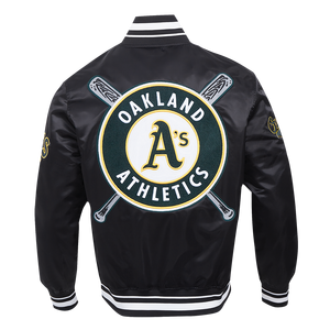 Pro Standard Men's MLB Oakland Athletics Mashup Rib Satin Jacket -Black